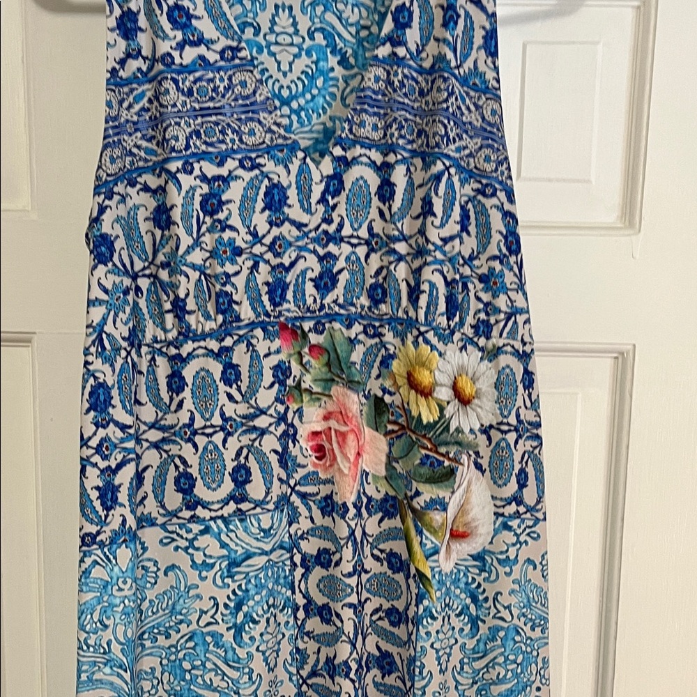 Johnny Was Blue and White Maxi Dress